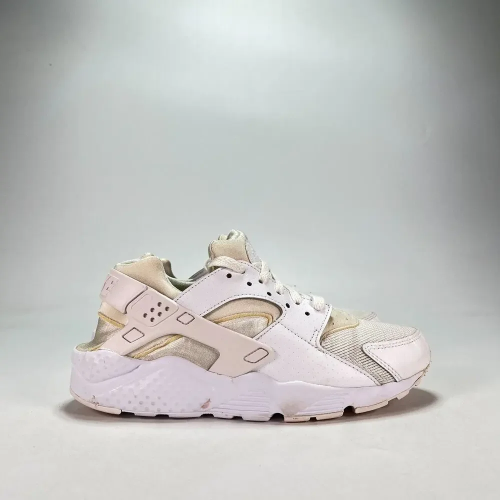 Nike Air Huarache Triple White Casual Sneakers Shoes 654275-110 Youth Size 6.5Y